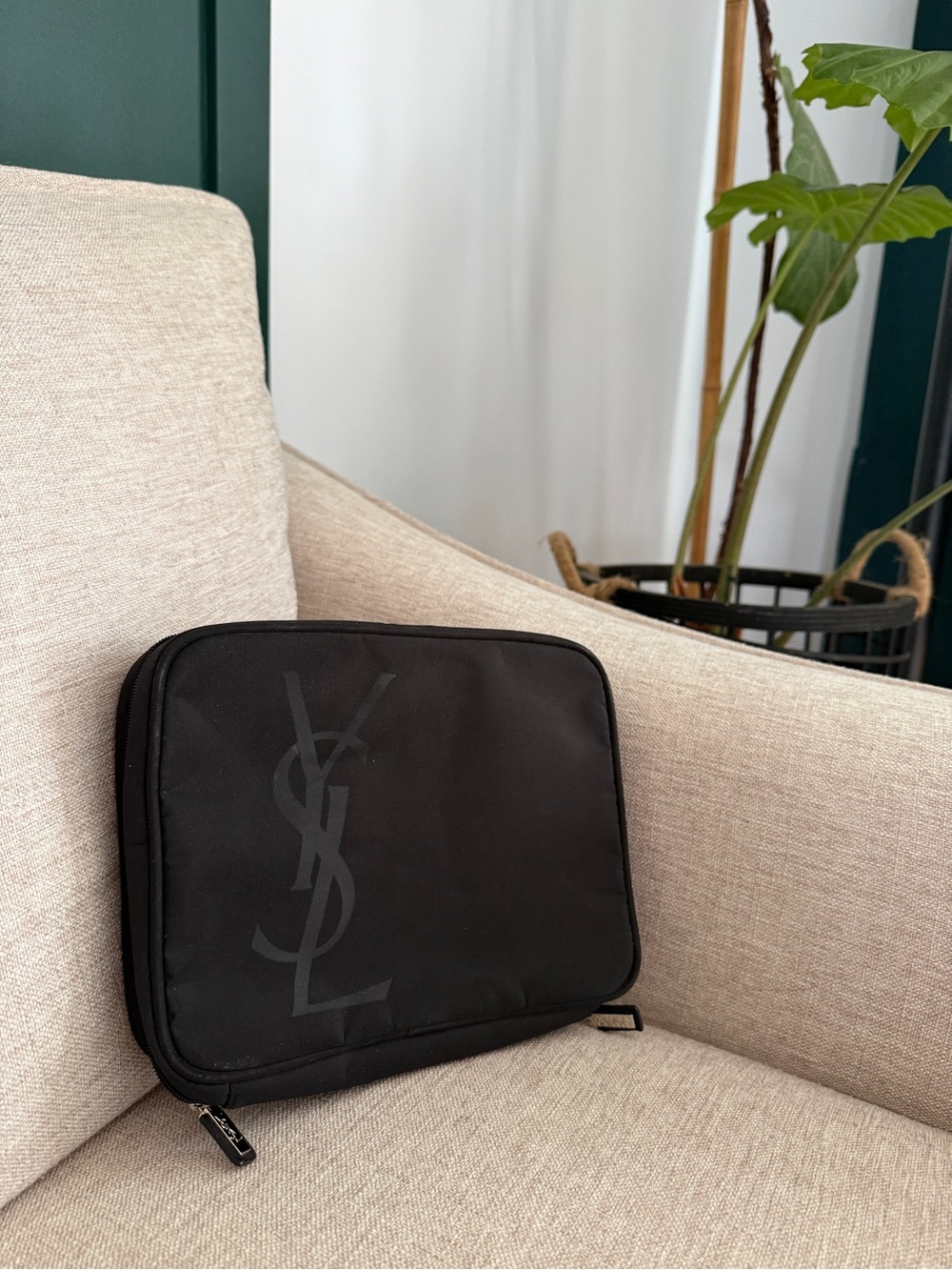 Saint Laurent Black Logo Toiletry Pouch